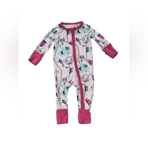 Little Sleepies Size Newborn Pink Road Trip Bamboo Zippy Pajamas